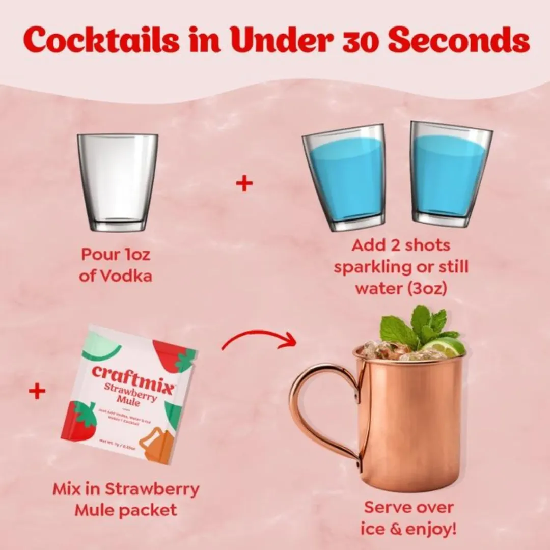 Strawberry Mule Cocktail Mixer - 6 Servings Multipack