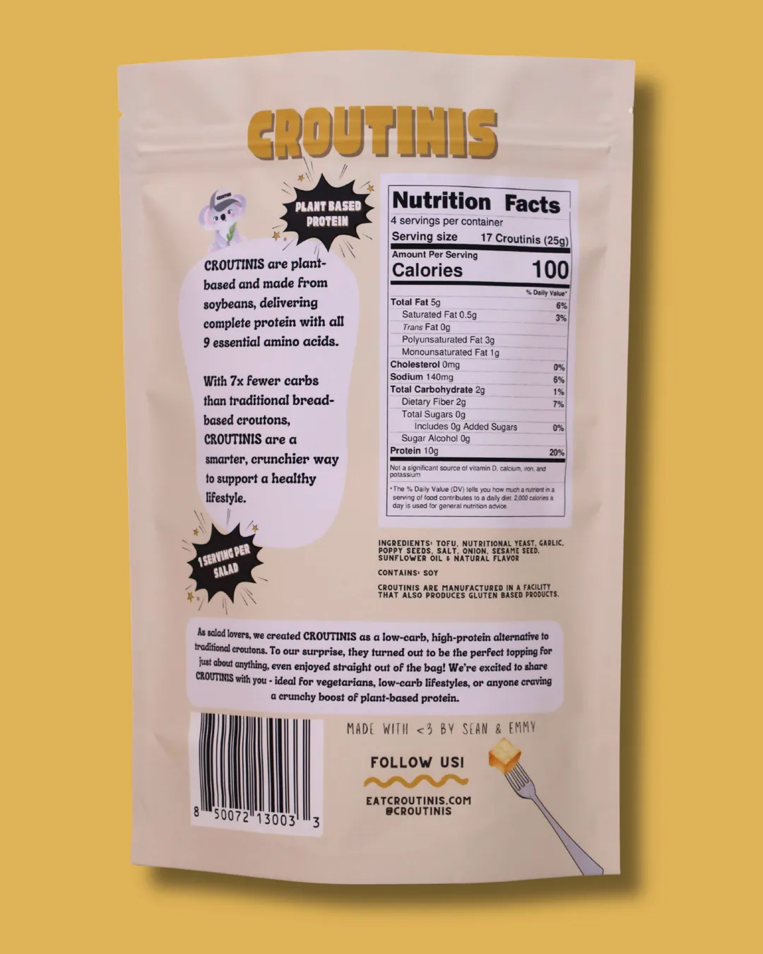 Everything Bagel Crouton - High Protein, Low Carb & Gluten Free, Pantry Size 3.5oz Bags