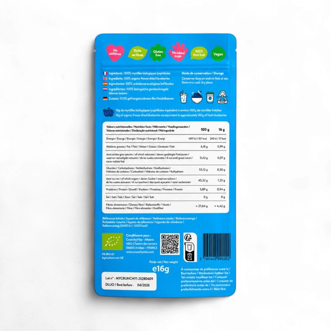 Myrtilles bio lyophilisées - 16g CrunchyVita
