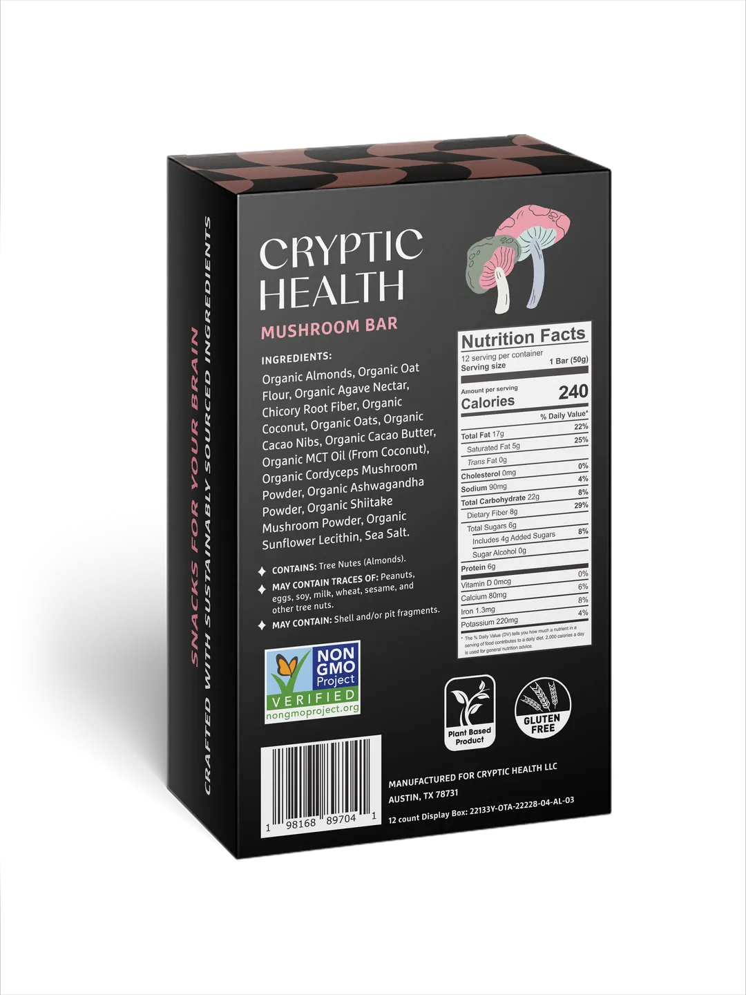 Oat Cacao Mushroom Bar – 12ct Case | Functional, Plant-Based