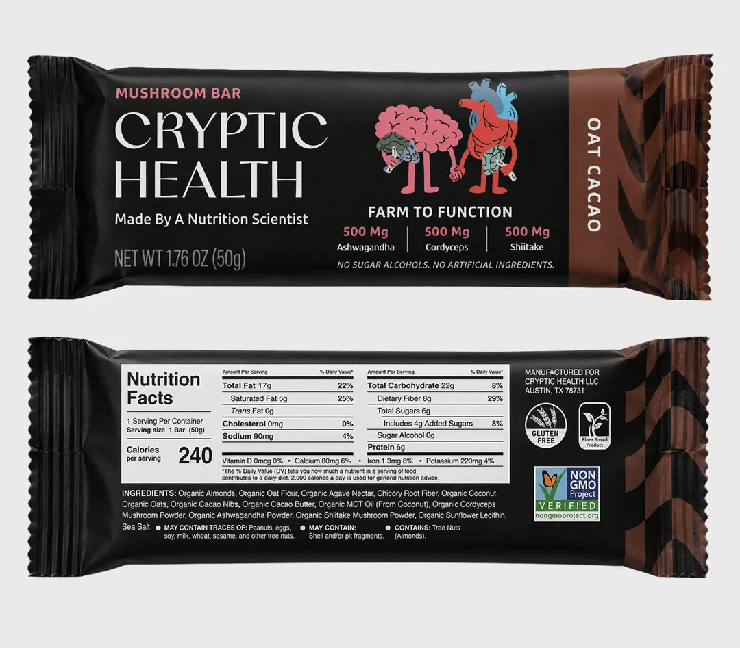 Oat Cacao Mushroom Bar – 12ct Case | Functional, Plant-Based