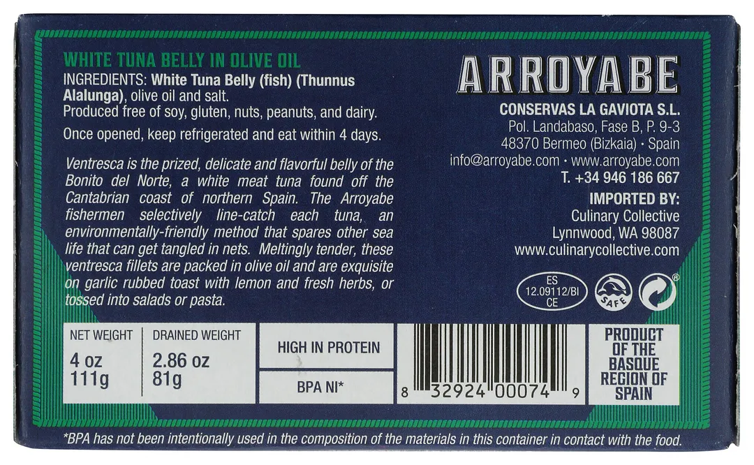 Arroyabe Ventresca - 3.9oz Tin
