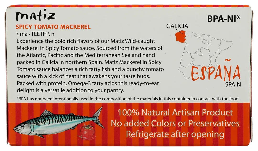 Matiz Spicy Tomato Mackerel - 3 oz tin