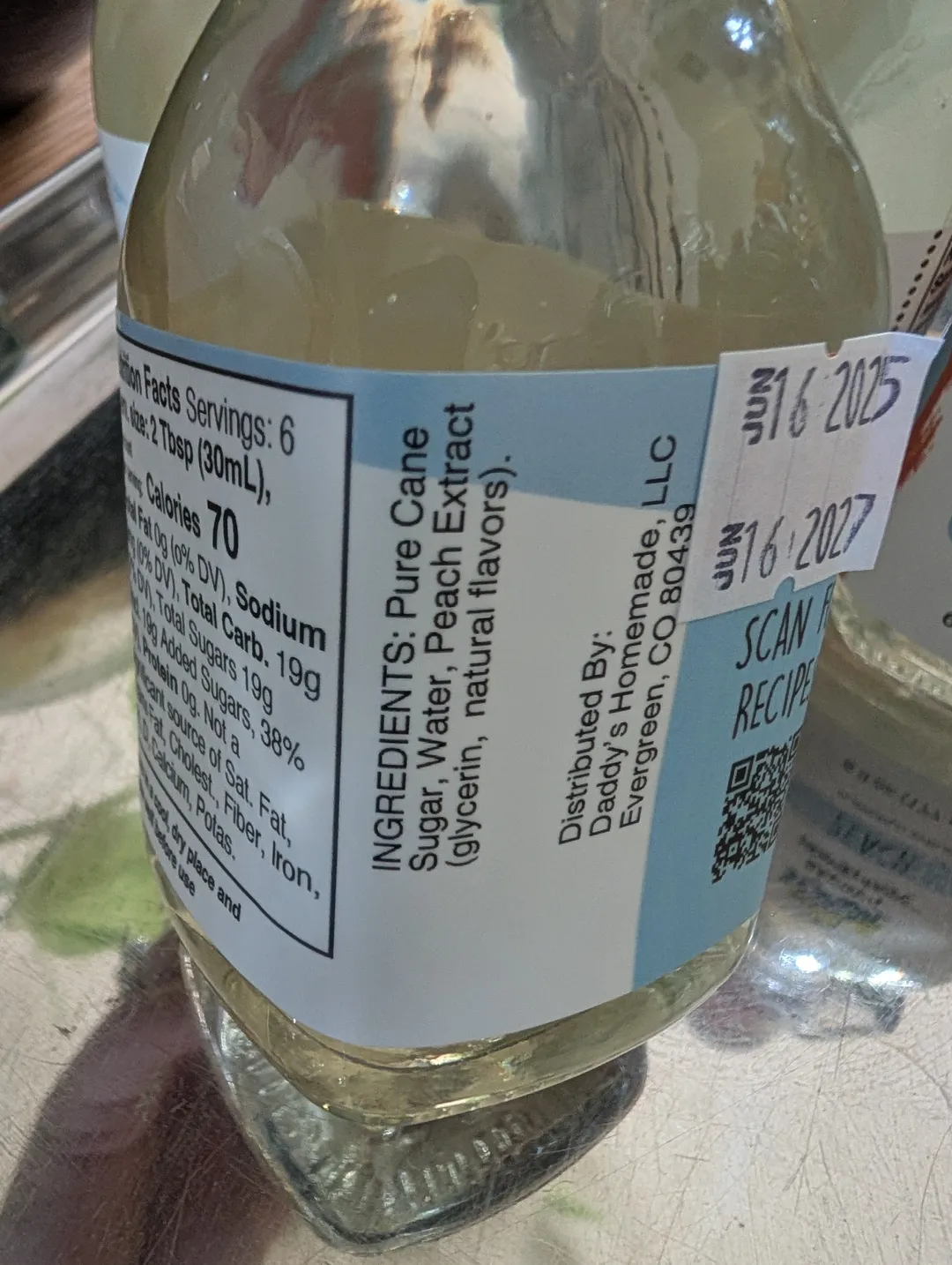 Peach Natural Flavored Syrup 6oz