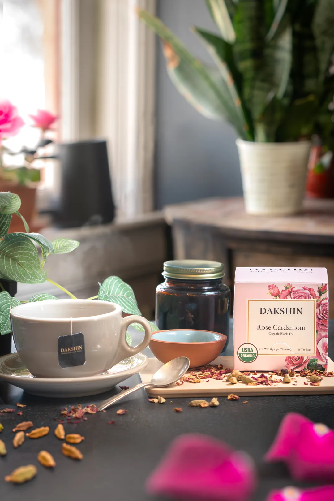 Organic Rose & Cardamom Tea - Calm Digestive by Dakshin