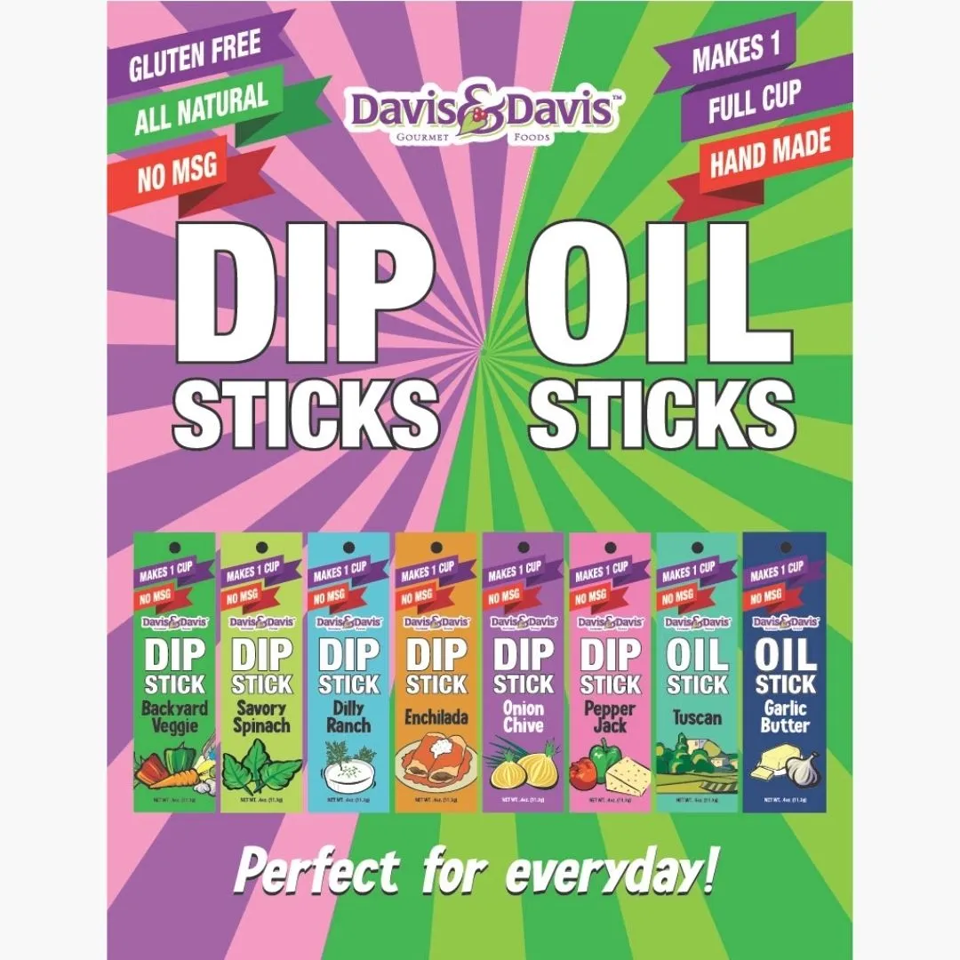 96 Pc Dip Stick/Oil Stick Counter Display 12 Ea of 8 Flavors