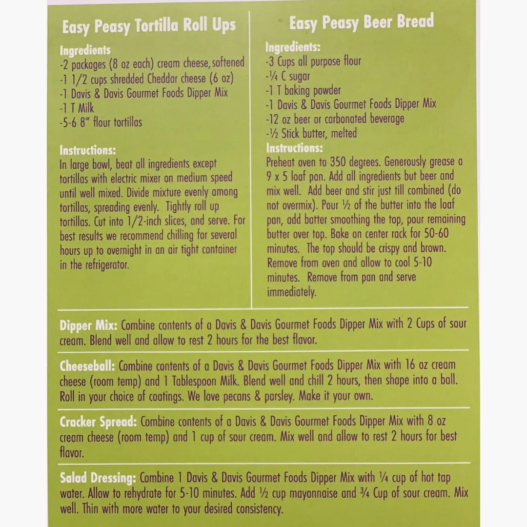 Vegetable Herb Dip Mix