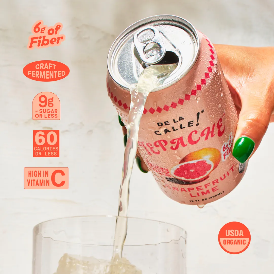 De La Calle Grapefruit Lime Tepache Mexican Soda (12 Pack)