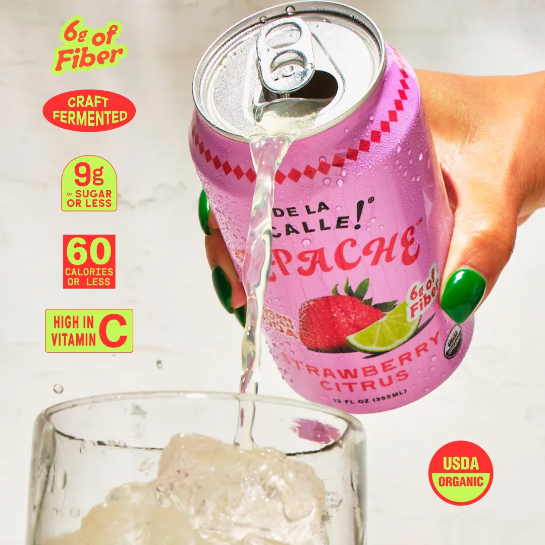 De La Calle Strawberry Citrus Tepache Mexican Soda (12 pack)
