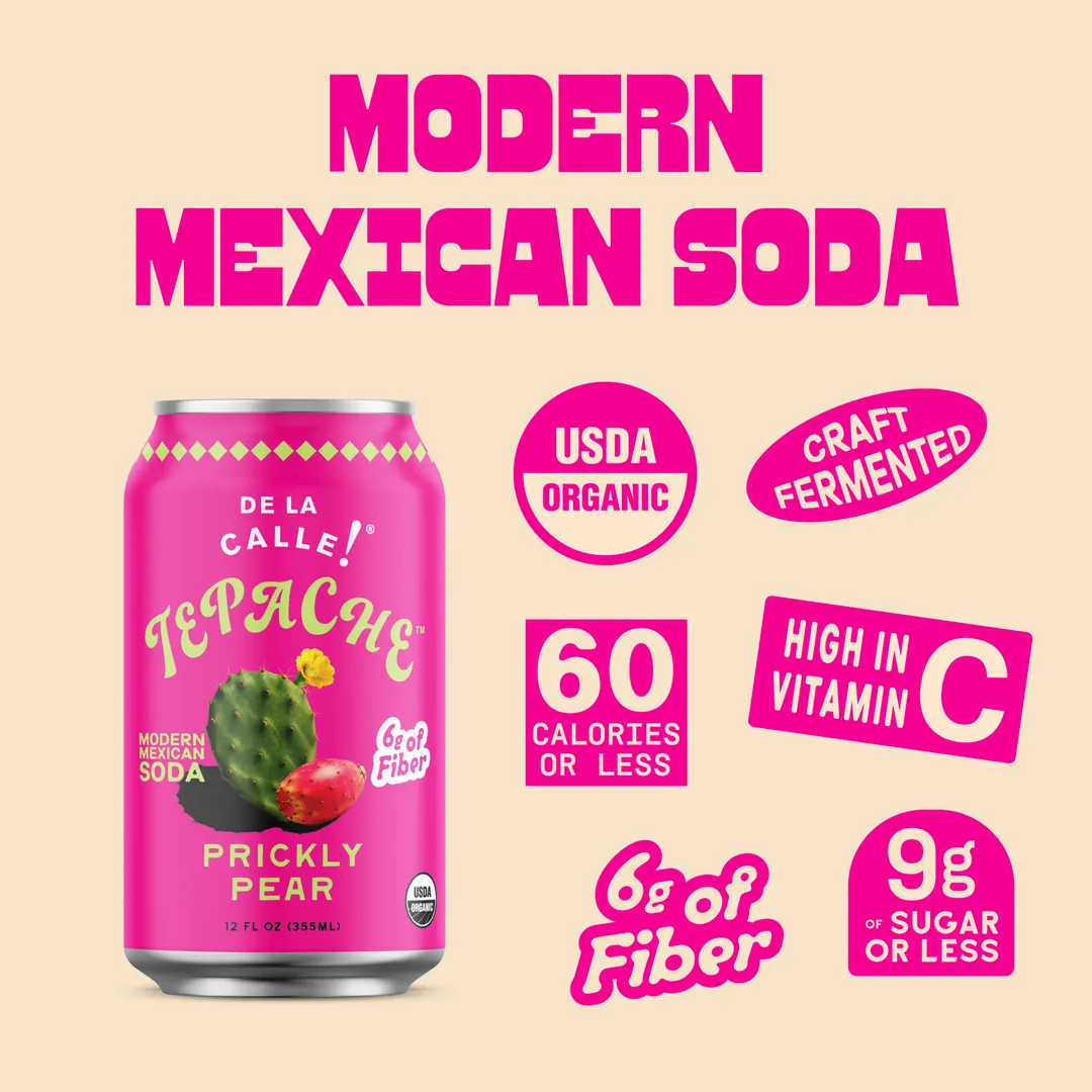 De La Calle Cactus Prickly Pear Tepache Mexican Soda (12 Pack)
