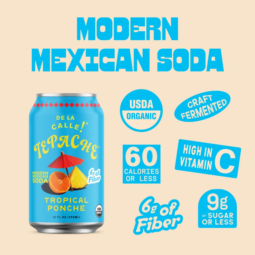 De La Calle Tropical Ponche Tepache Mexican Soda (12 Pack)
