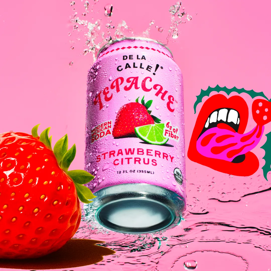 De La Calle Strawberry Citrus Tepache Mexican Soda (12 pack)