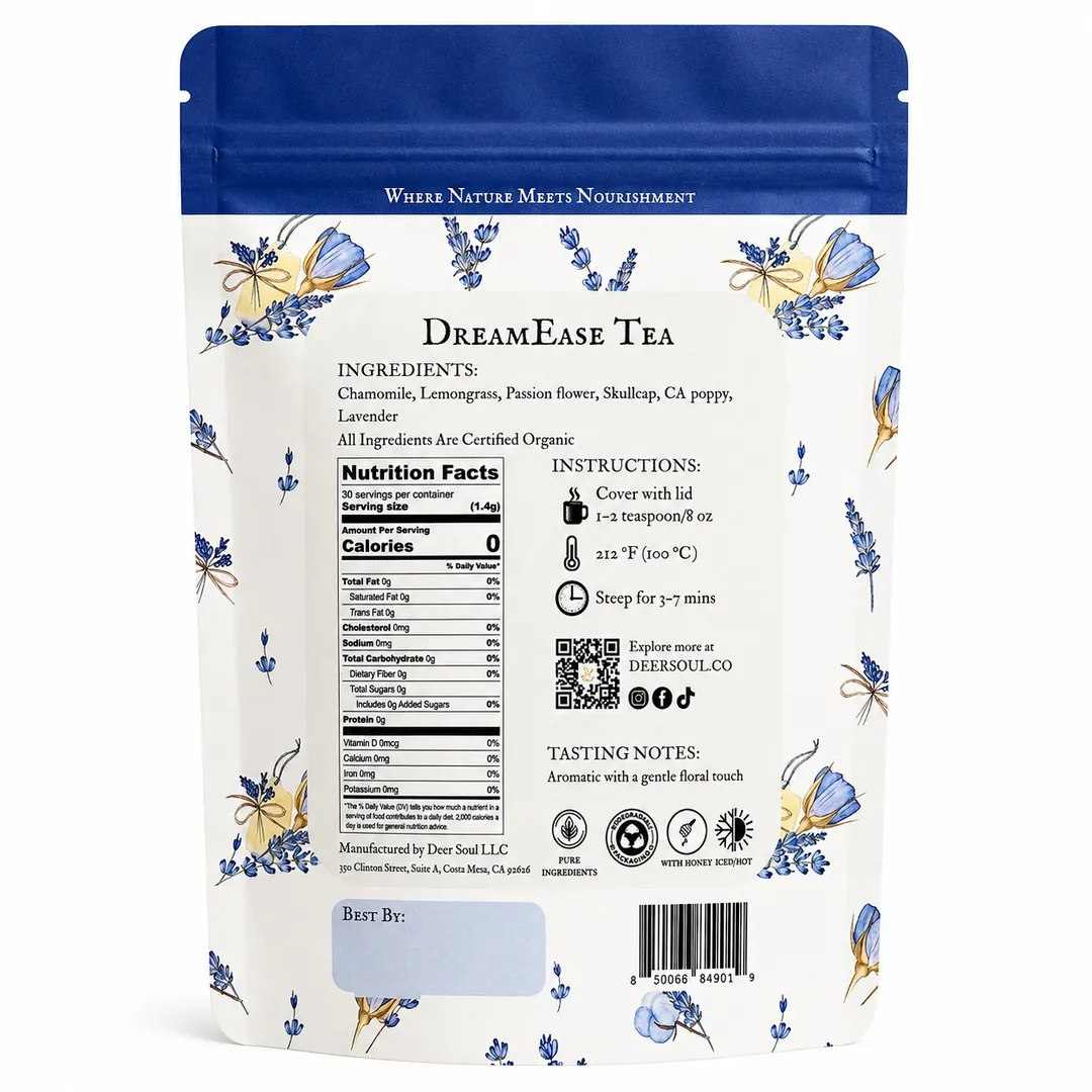 DreamEase — Chamomile & Lavender Bedtime Herbal Tea (1.5oz)