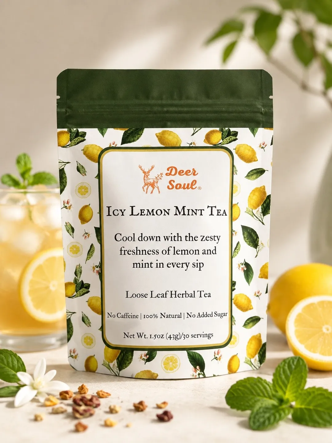 Icy Lemon Mint — Citrus & Peppermint Loose Leaf Iced Herbal Tea (1.5oz)