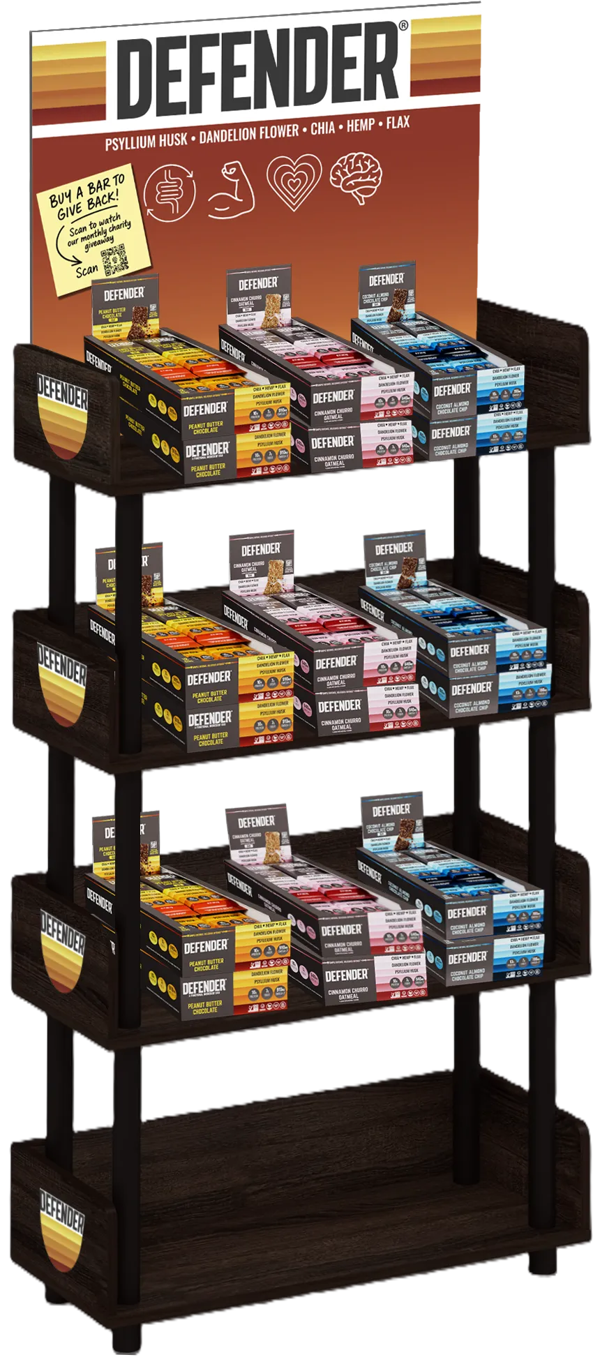NEW: Free Wooden Display, Defender Bar, 3 Flavors (216 Bar)
