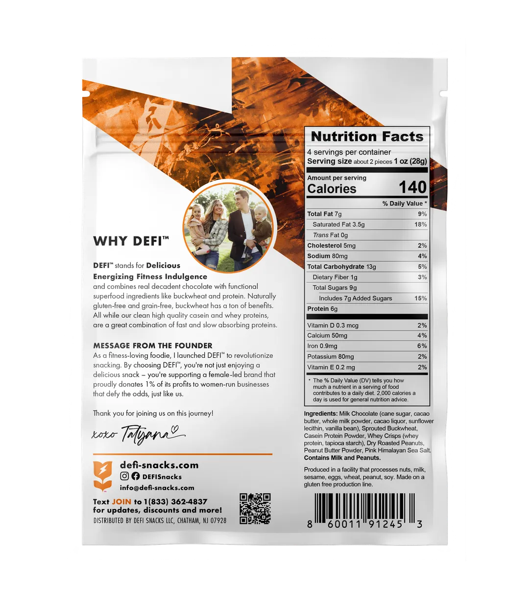 Milk Chocolate Peanut Butter Flavor - DEFI Chocolate Crispy Superfood Bite 
