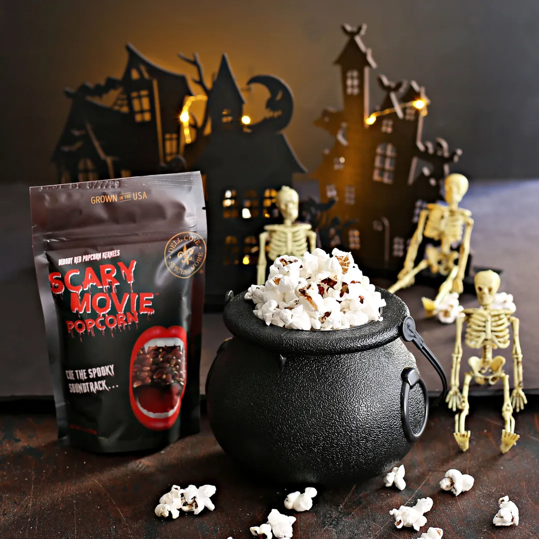 Halloween Popcorn - Scary Movie Popcorn with Bloody Red Popcorn Kernels for horror movie night and tabletop game snacks
