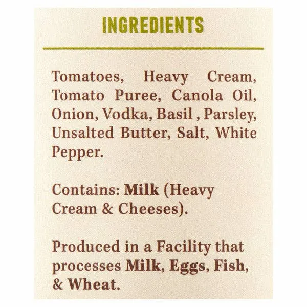 Vodka Cream Tomato Sauce