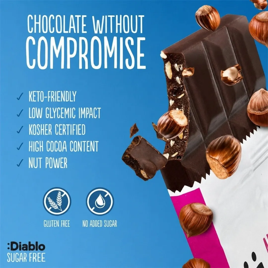 No Added Sugar Dark Chocolate & Hazelnuts 85g