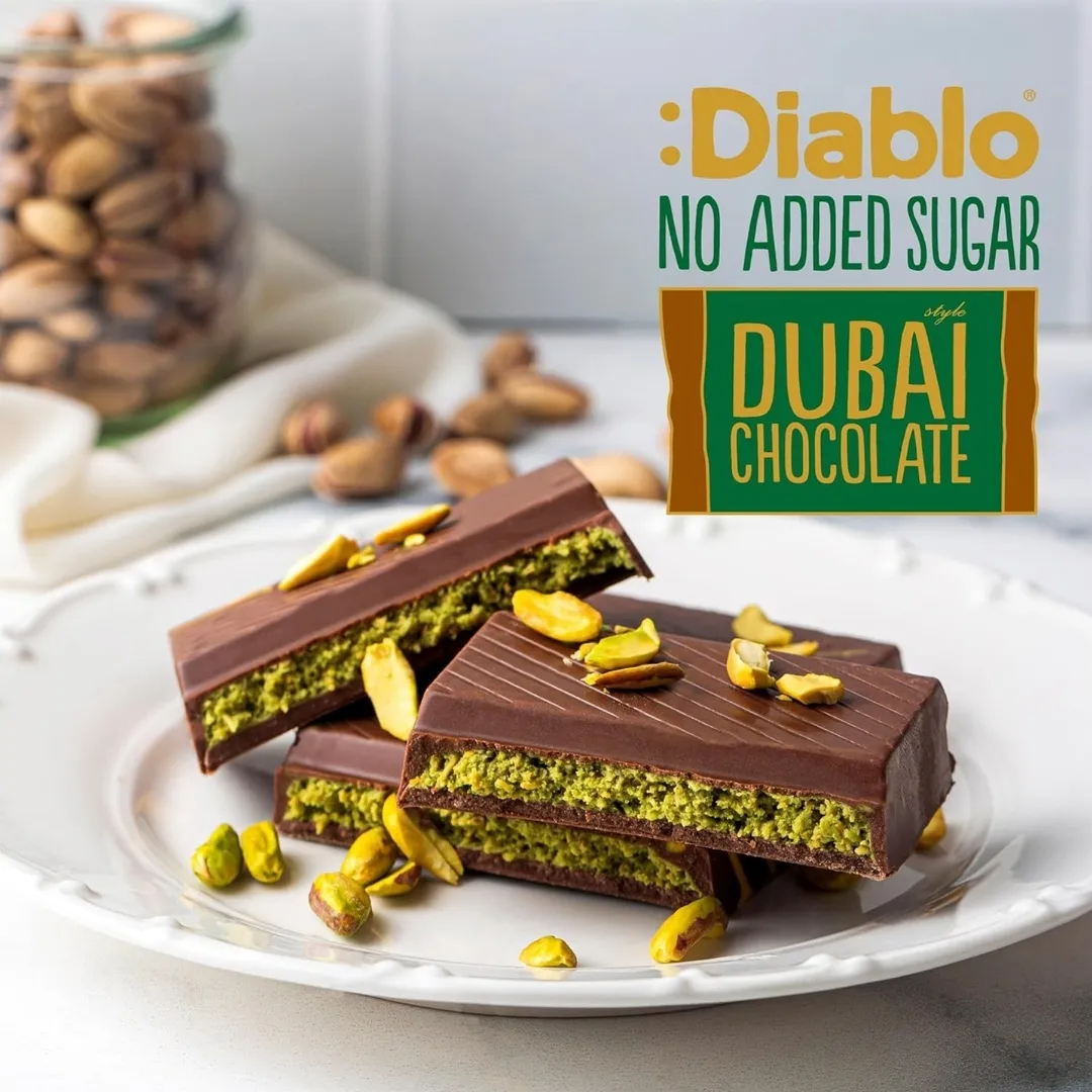 No Added Sugar Dubai Chocolate Pistachio Bar 200g