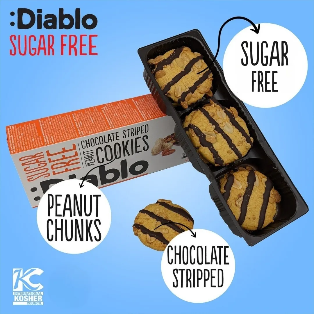Sugar Free Chocolate Striped Peanut Cookies 150g