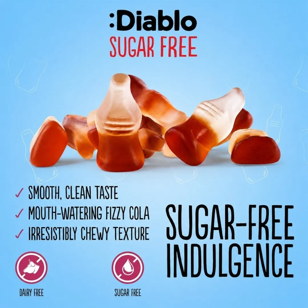 Sugar Free Cola Bottles 75g – Jelly Sweets
