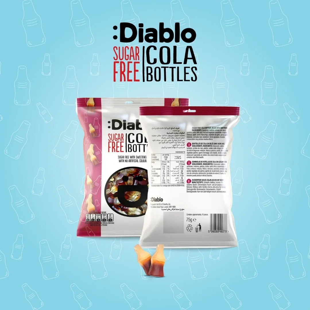 Sugar Free Cola Bottles 75g – Jelly Sweets