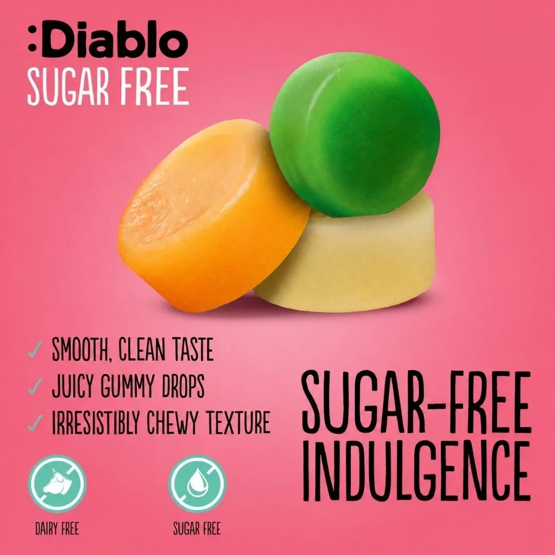 Sugar Free Fruit Gummy Drops 75g – Jelly Sweets