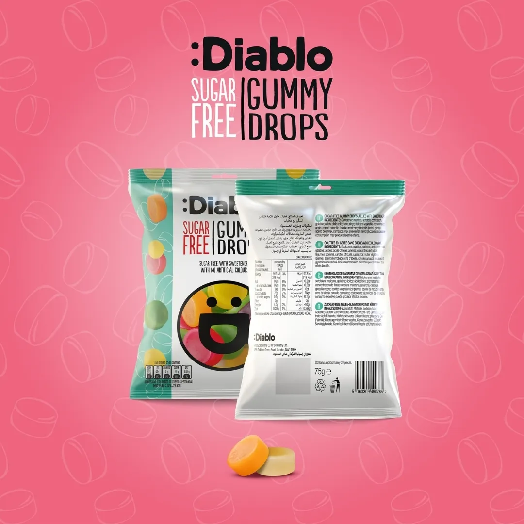 Sugar Free Fruit Gummy Drops 75g – Jelly Sweets
