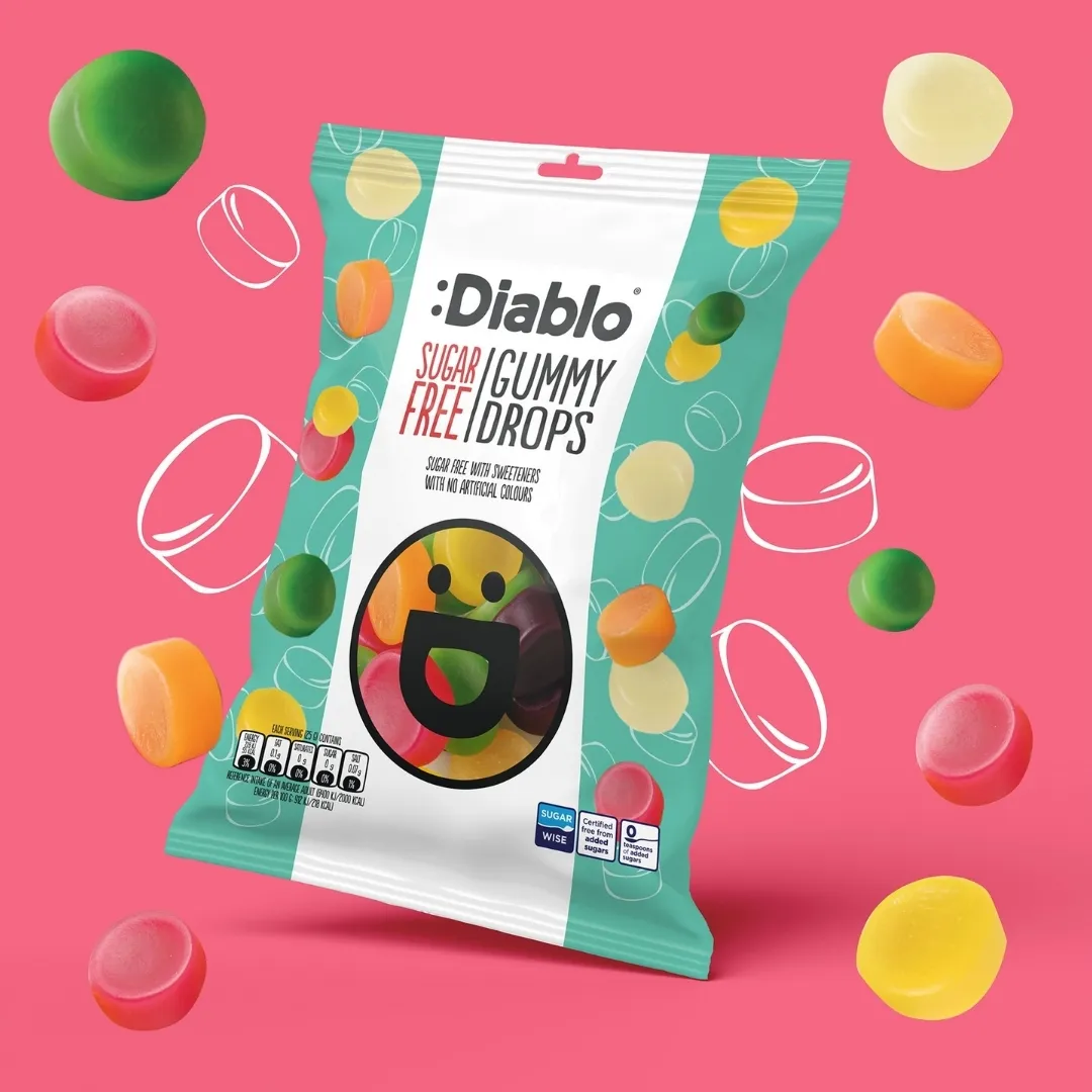 Sugar Free Fruit Gummy Drops 75g – Jelly Sweets