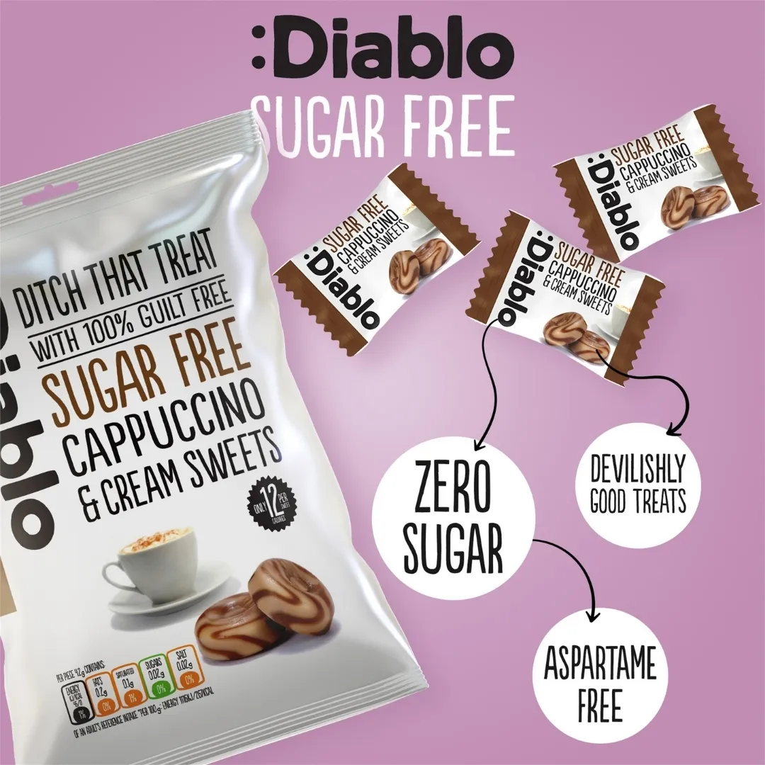 Sugar Free Cappuccino & Cream Sweets 75g – Hard Candy