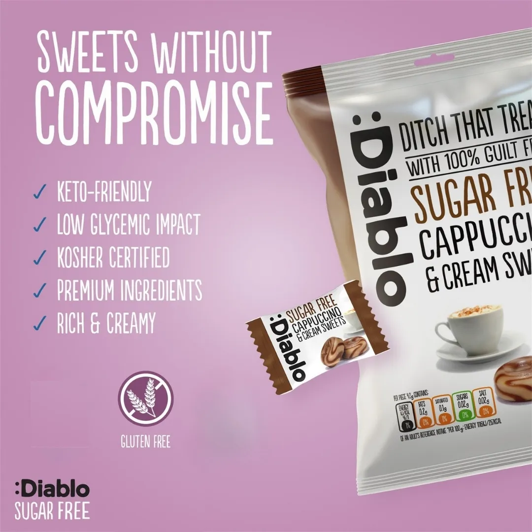Sugar Free Cappuccino & Cream Sweets 75g – Hard Candy