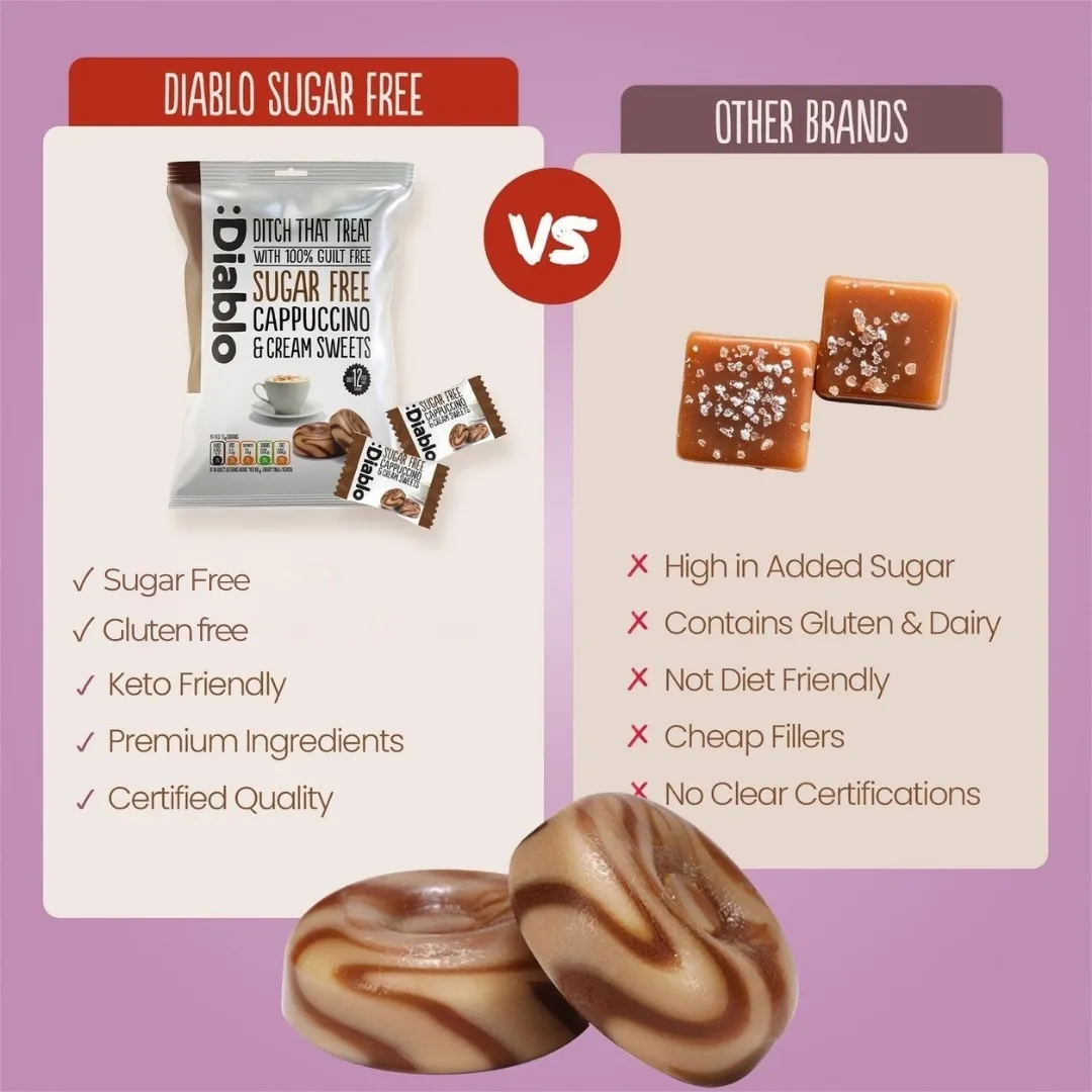 Sugar Free Cappuccino & Cream Sweets 75g – Hard Candy
