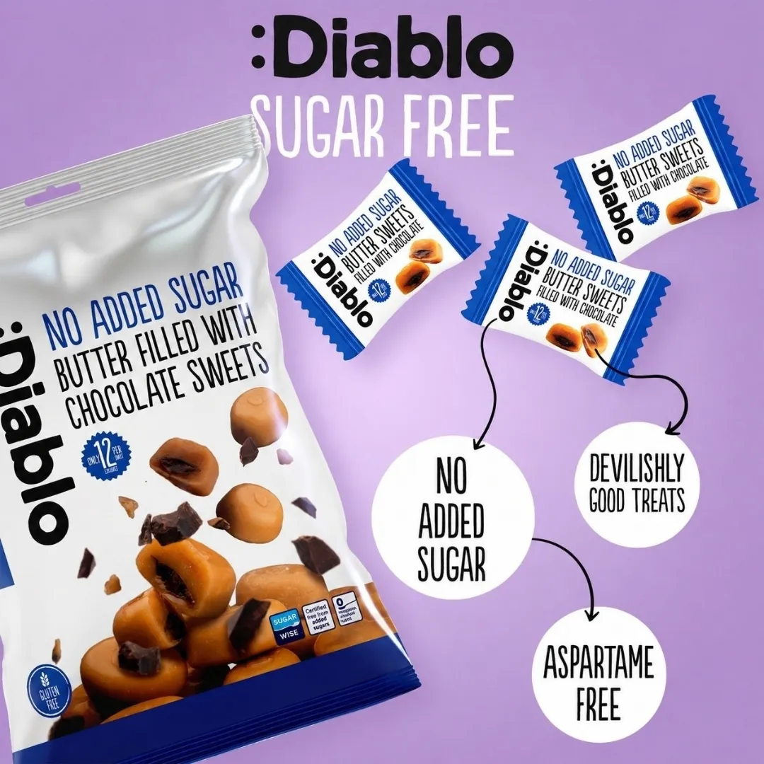 No Added Sugar Butter Sweets Filled with Chocolate 75g