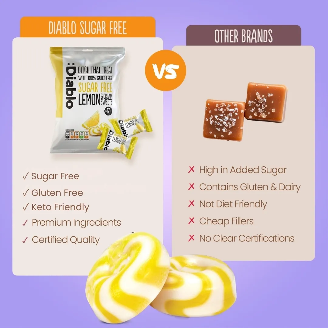 Sugar Free Lemon & Cream Sweets 75g – Hard Candy
