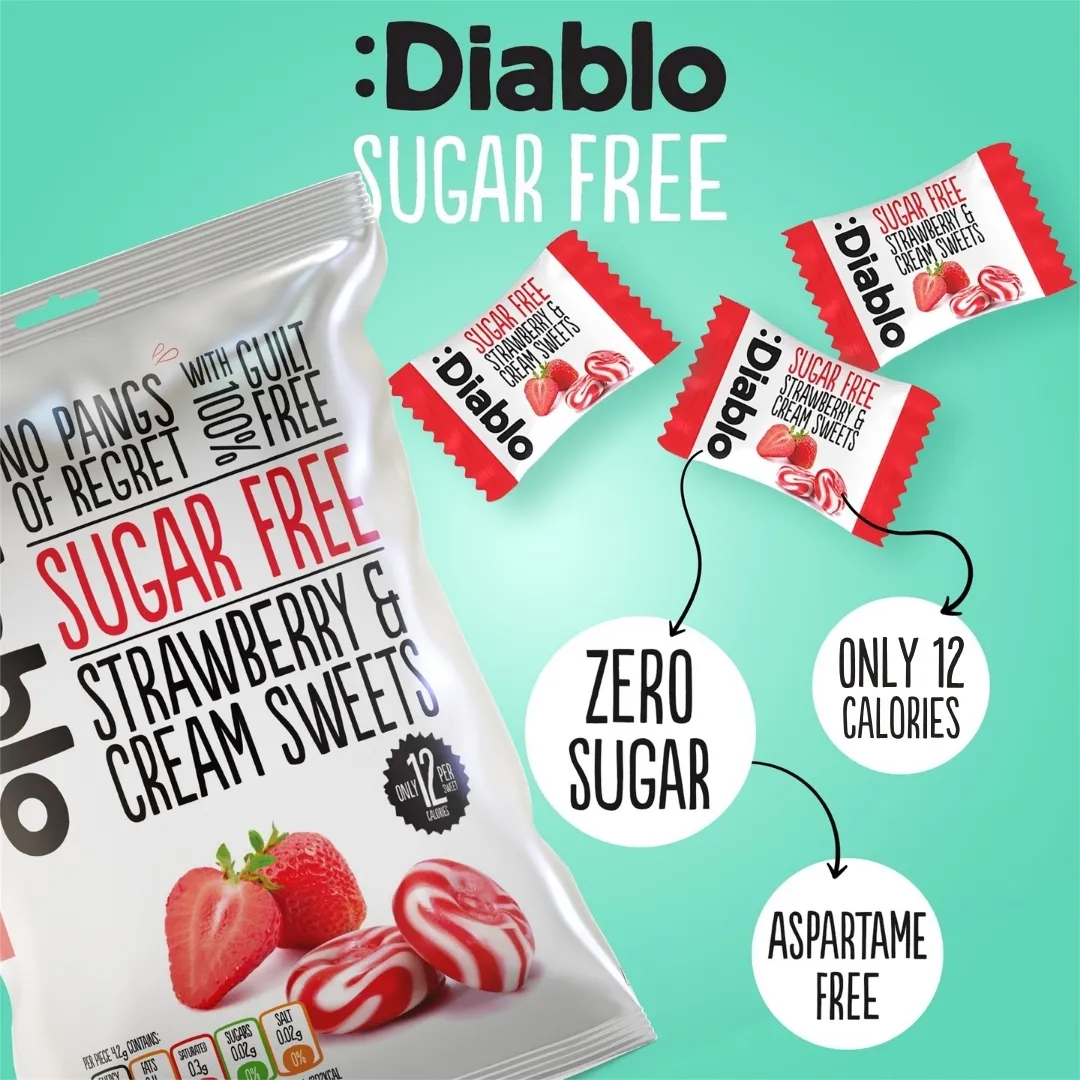 Sugar Free Strawberry & Cream Sweets 75g – Hard Candy