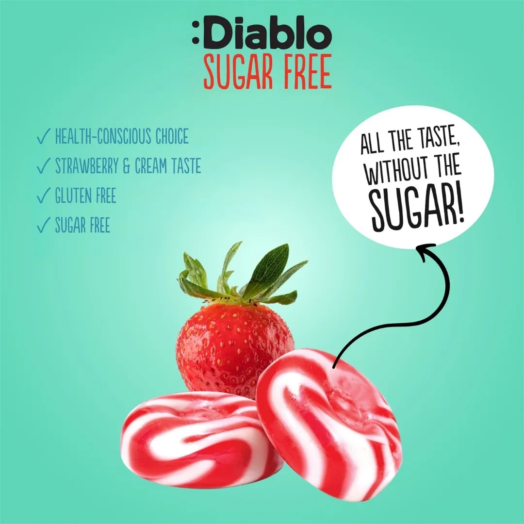 Sugar Free Strawberry & Cream Sweets 75g – Hard Candy