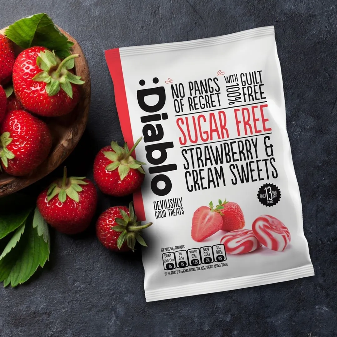 Sugar Free Strawberry & Cream Sweets 75g – Hard Candy