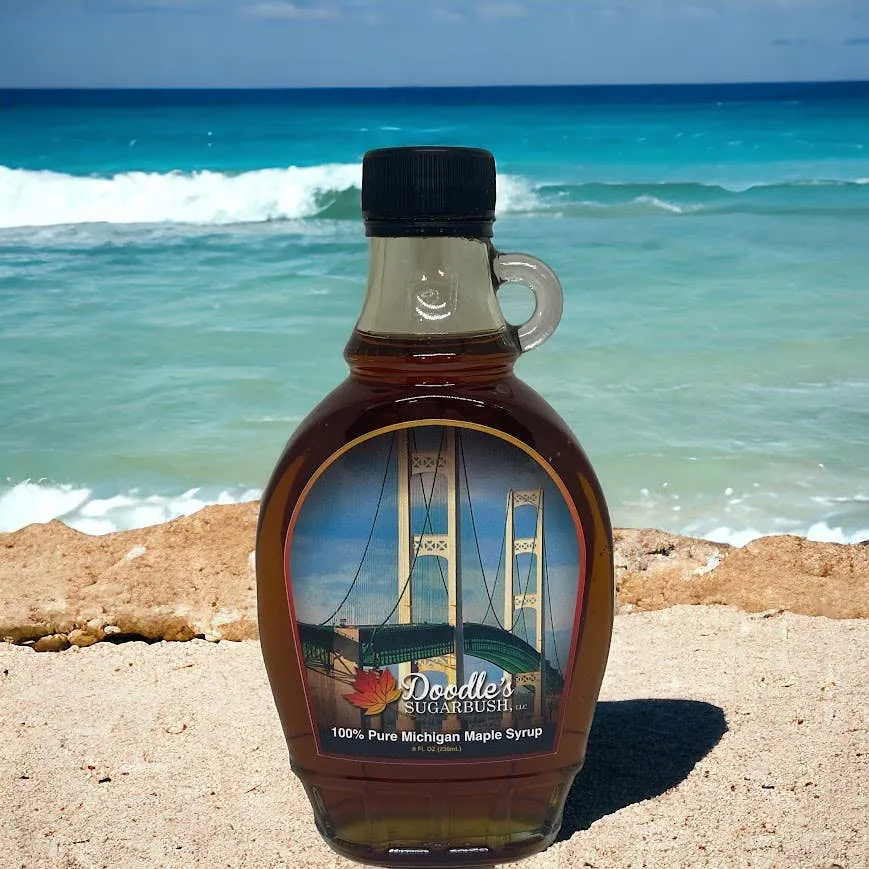 Mackinac Bridge Scene (Michigan Maple Syrup - 8 oz glass)