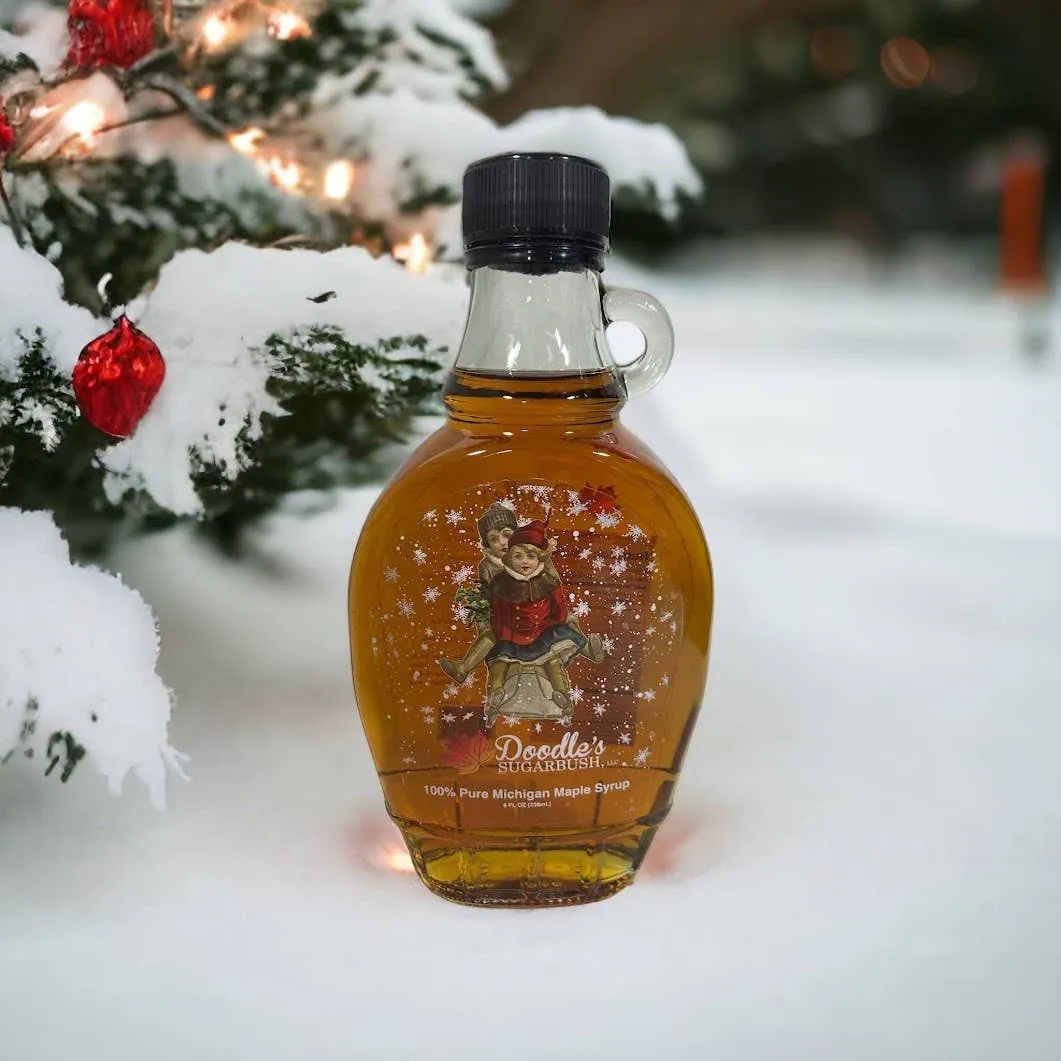 Sledding Scene (MI Maple Syrup) - 8oz glass