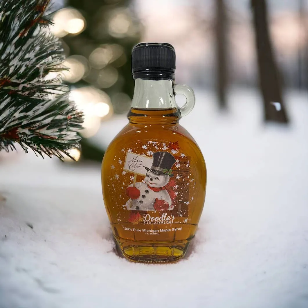 Snowman Scene (Michigan maple syrup) - 8oz glass