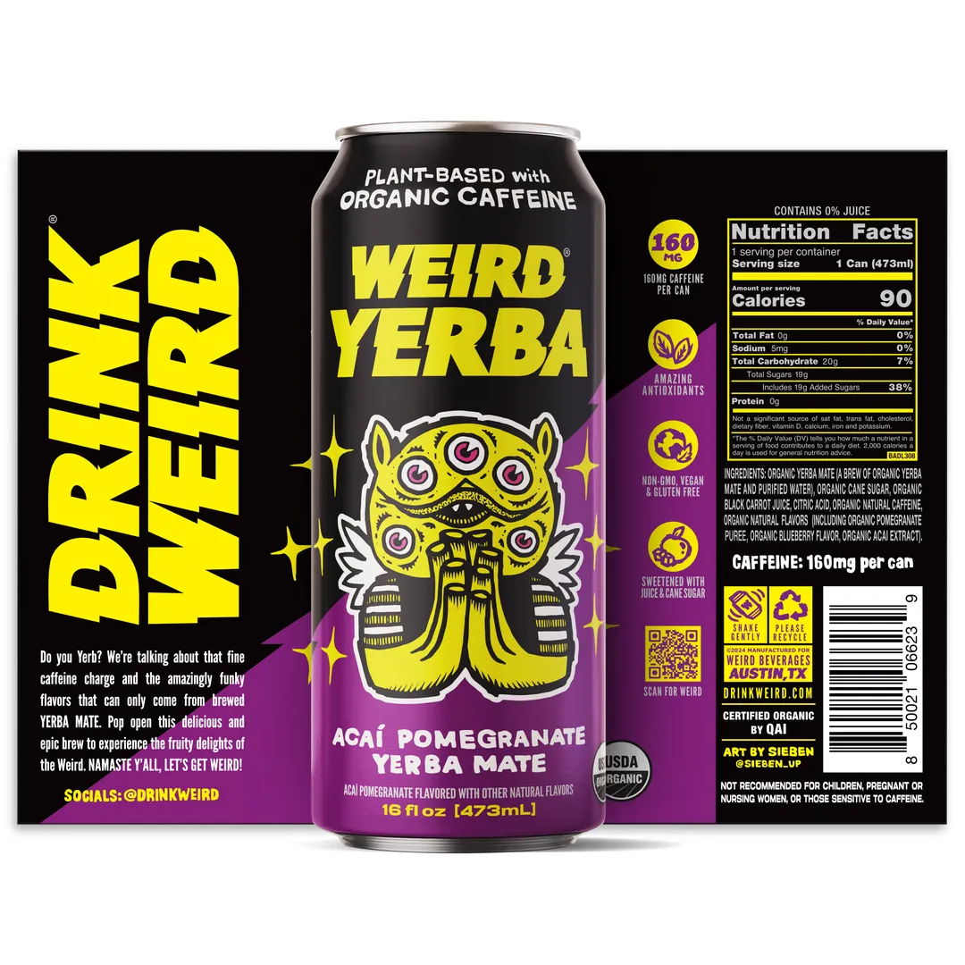 Organic Acai Pomegranate Yerba Mate 12pk 16oz cans 