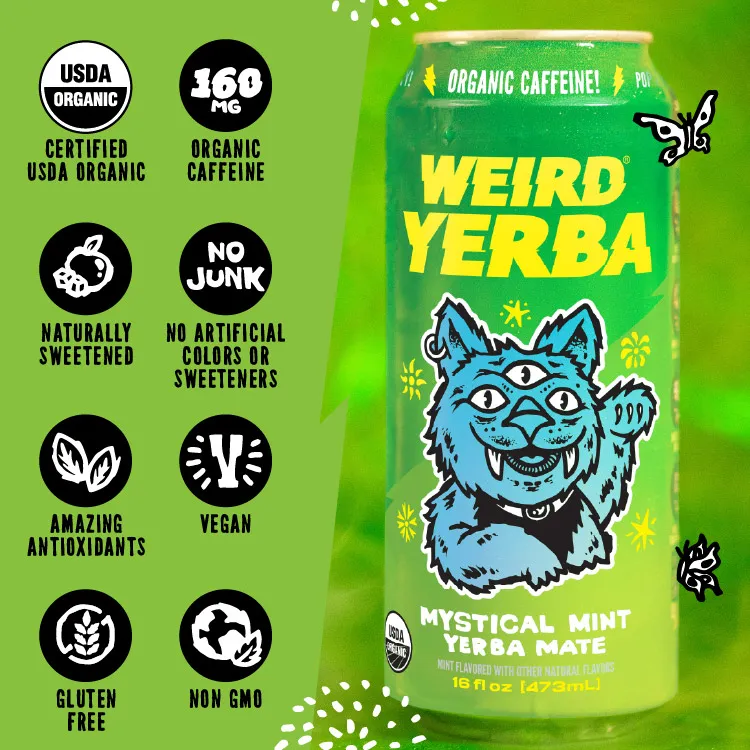 Organic Mystical Mint Yerba Mate 12pk 16oz Cans