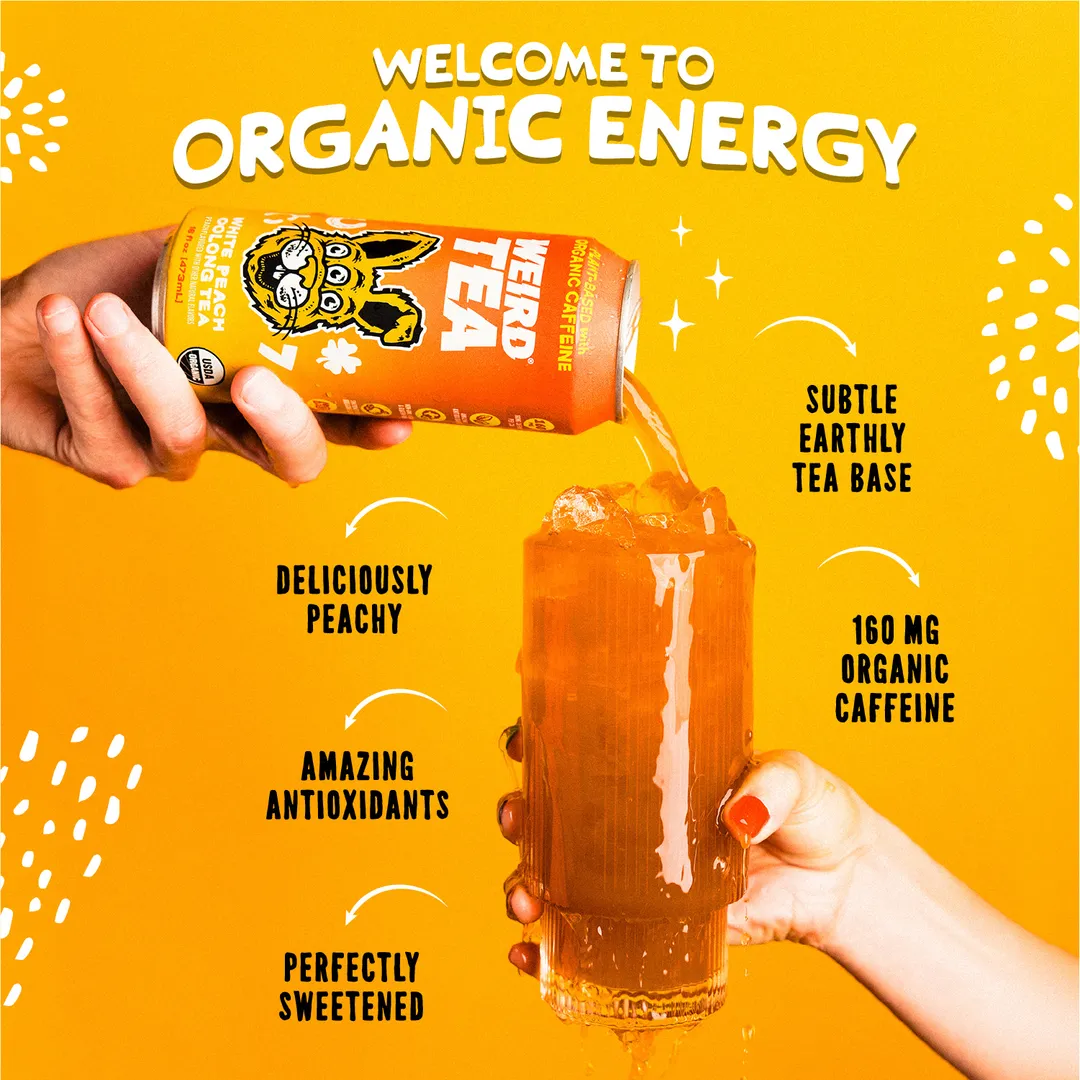 Organic White Peach Oolong Iced Tea 12pk 16oz cans