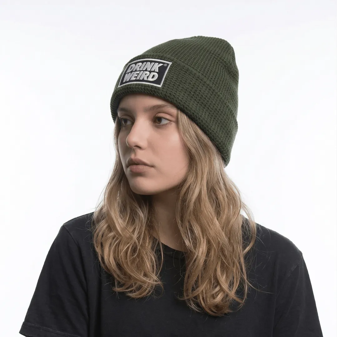 Drink Weird Patch Beanie - Army Green