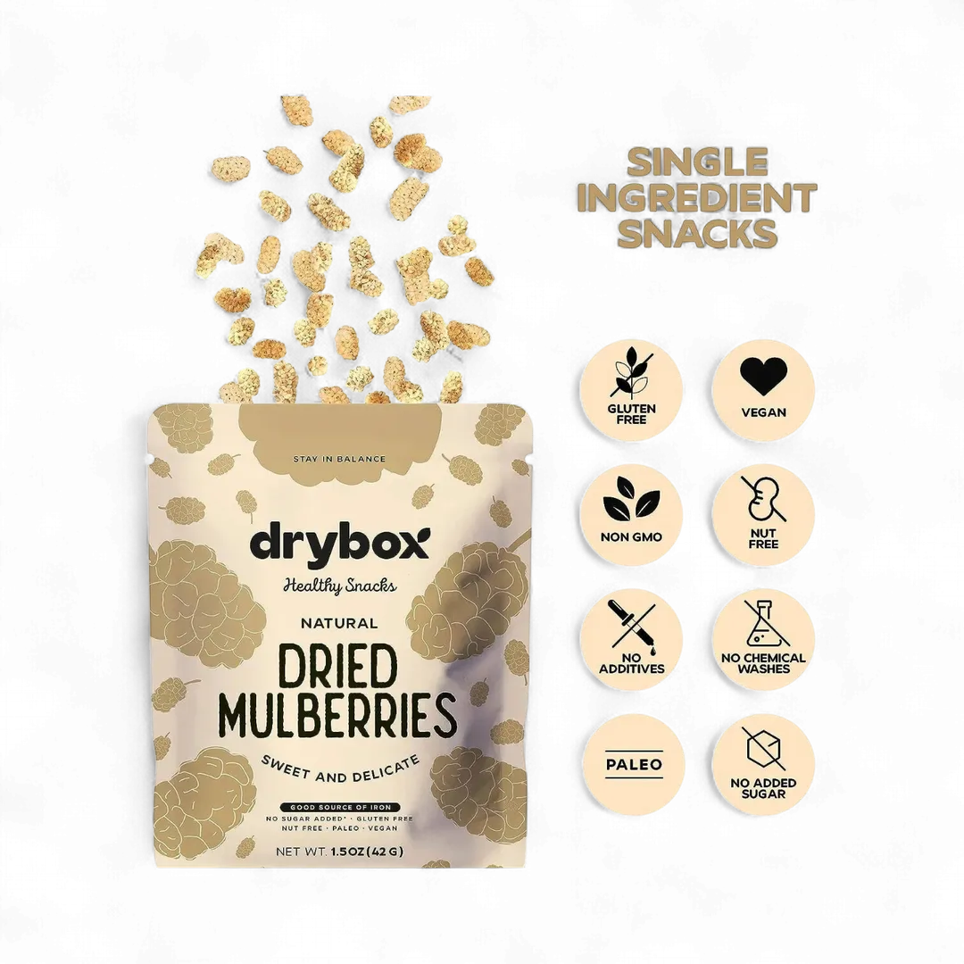 Drybox Dried Mulberries 1.5oz x 12packs Portion Packs