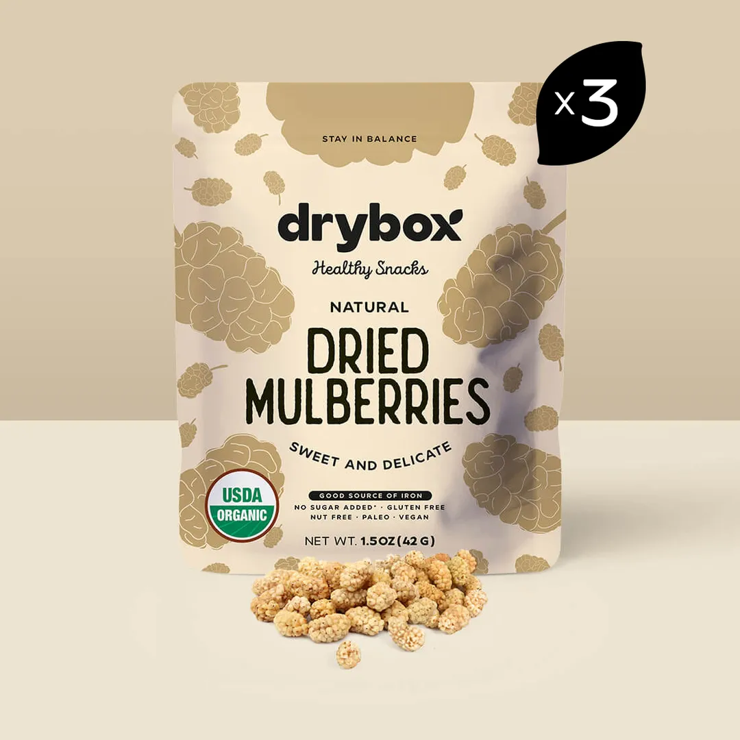 Drybox Dried Mulberries 1.5oz x 12packs Portion Packs