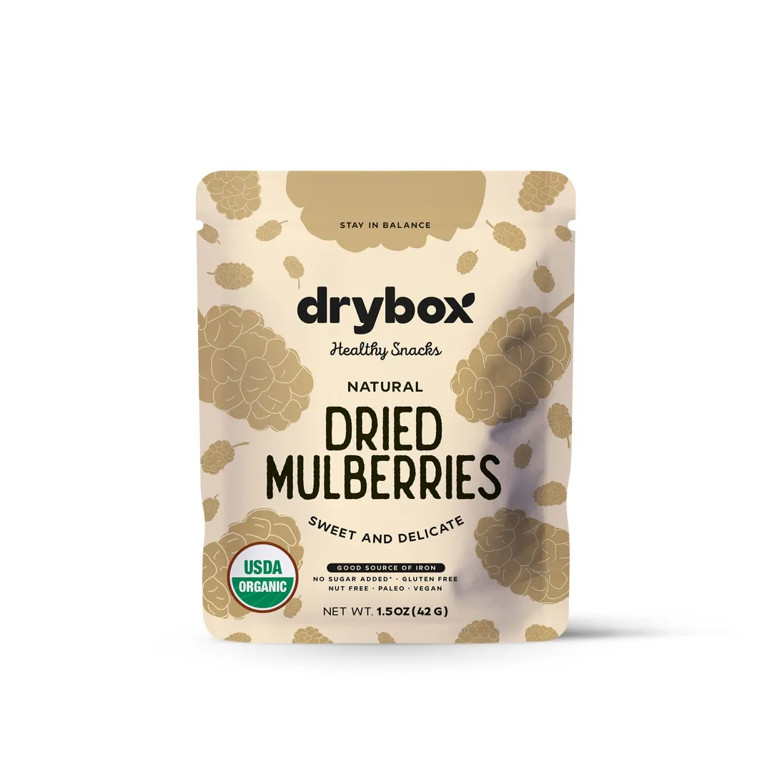 Drybox Dried Mulberries 1.5oz x 12packs Portion Packs