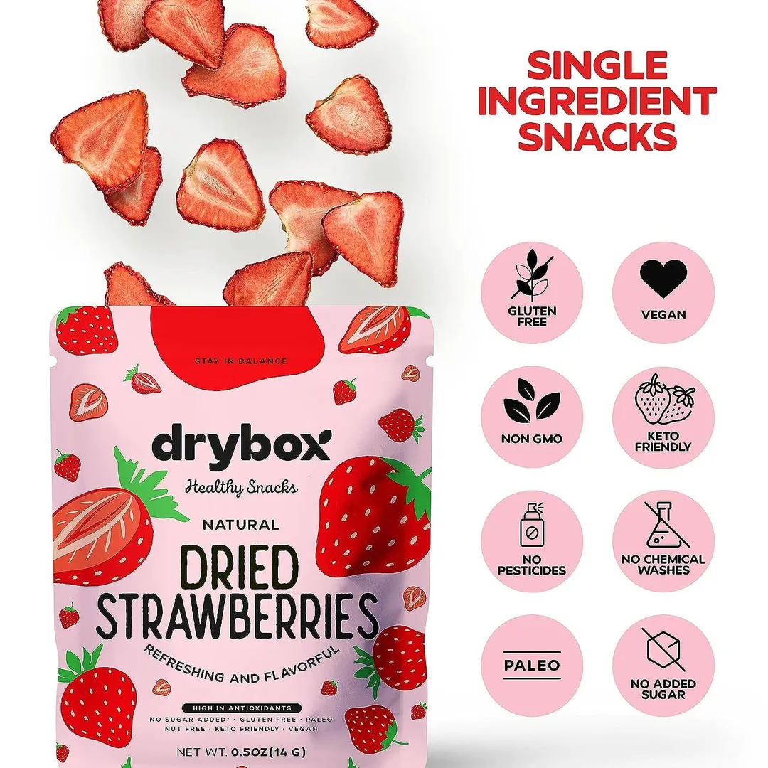 Drybox Dried Strawberries 0.5oz 5 Packs Total 2.5oz