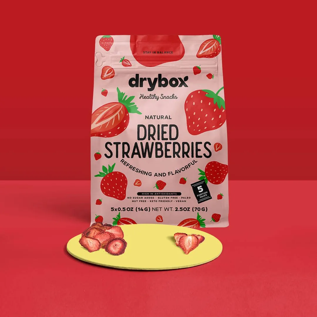 Drybox Dried Strawberries 0.5oz 5 Packs Total 2.5oz